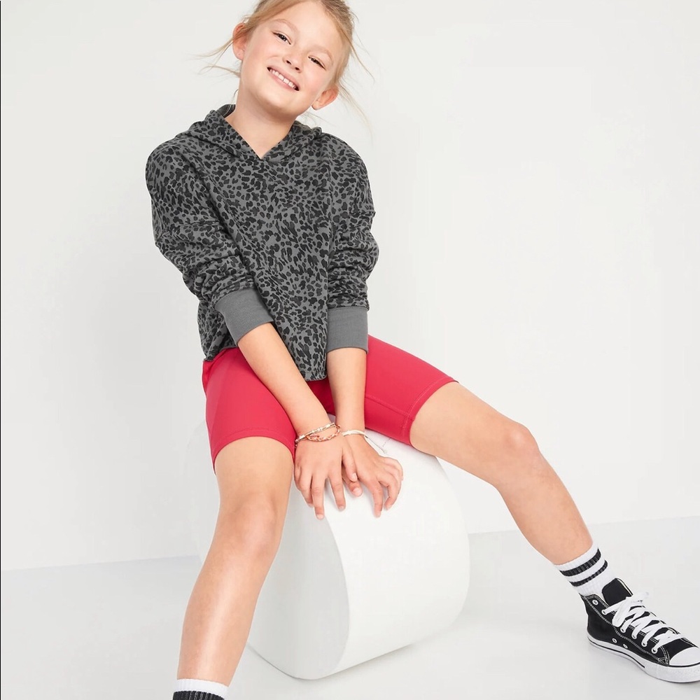 NEW Slouchy Raw Hem Pullover Hoodie Cropped Sweatshirt Gray XL Girl’s OLD NAVY